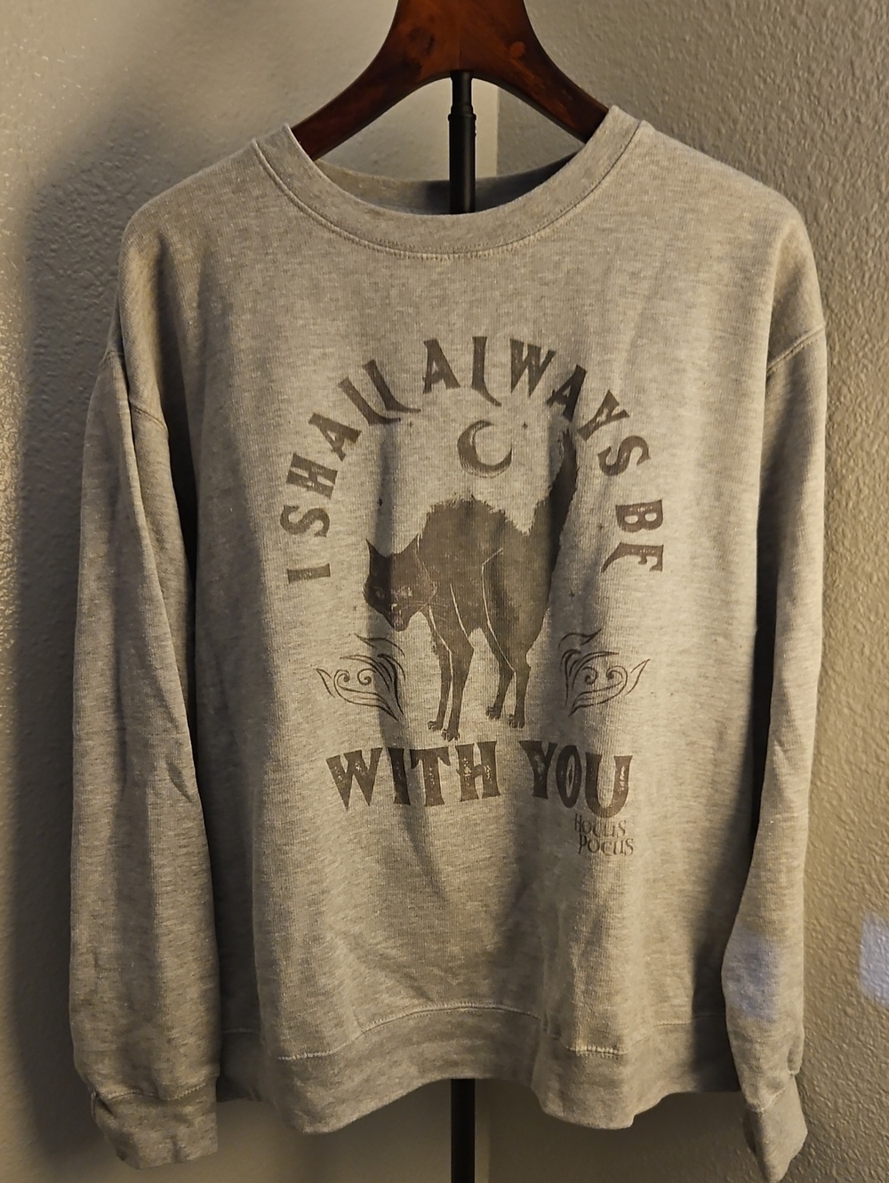 Disney Hocus Pocus Binx Cat Crewneck Sweatshirt Gray EUC Sz XL